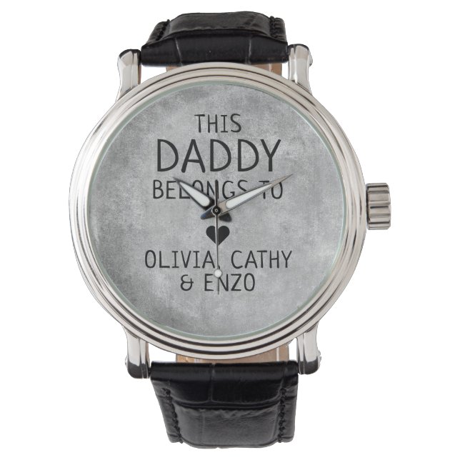 Montre Ce Papa Appartient Au Nom Des Enfants Heart Grey (devant)