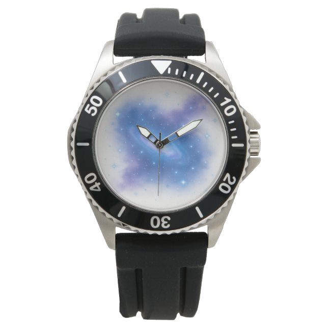 Montre Celestial Galaxy Clock – Cosmic Space Art in Blue  (devant)