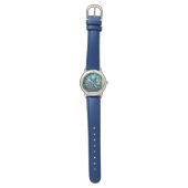 Montre Celestial Waves: Blue Octopus Fractal Art,  (Plat)