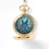 Montre Celestial Waves: Blue Octopus Fractal Art,  (Recto)