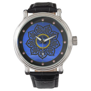 MONTRE CELTIC KNOTS FLOWER BLUE SAPPHIRE GEM STONES