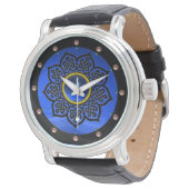 MONTRE CELTIC KNOTS FLOWER BLUE SAPPHIRE GEM STONES (Incliné)