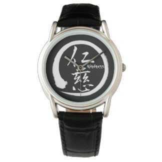 Montre Cercle d'enso noir | kanji japonais pour la gentil
