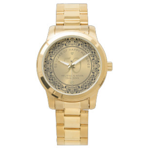 Montre Cercle floral noir 50e anniversaire de Mariage