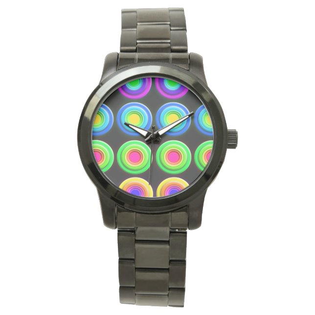Montre Cercles 3D colorés funky (devant)