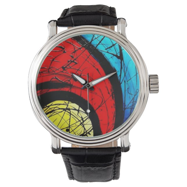 Montre Cercles Abstraits funky Art (devant)