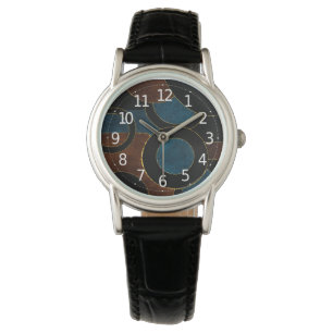 Montre Cercles Géométriques Abstraits Paillettes Or Feuil