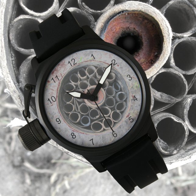 Montre Cercles gris monochromatiques en Motif concentré (Créateur téléchargé)