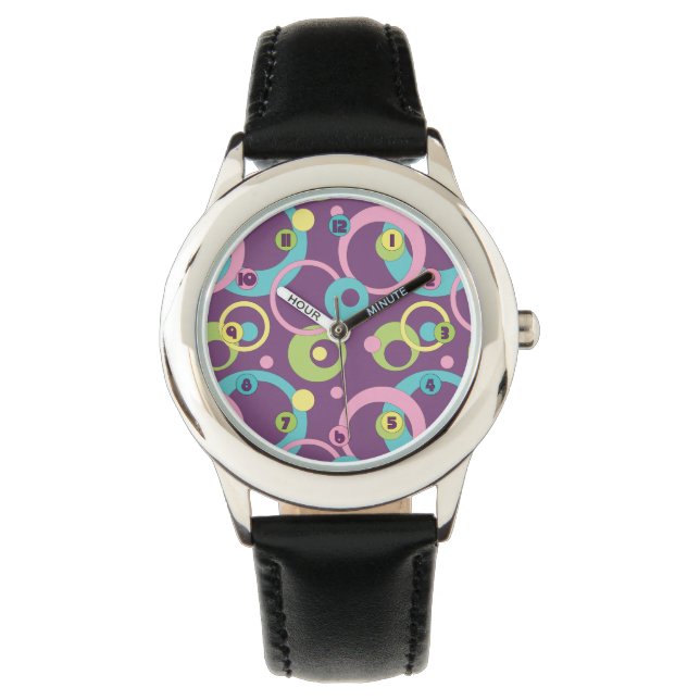 Montre Cercles Violets Funky (devant)