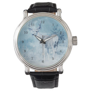 Montre Cerf d'hiver aux pins
