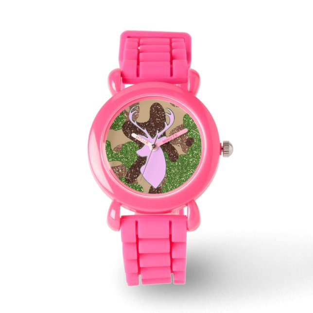 Montre Cerf rose et parties scintillant (Recto)
