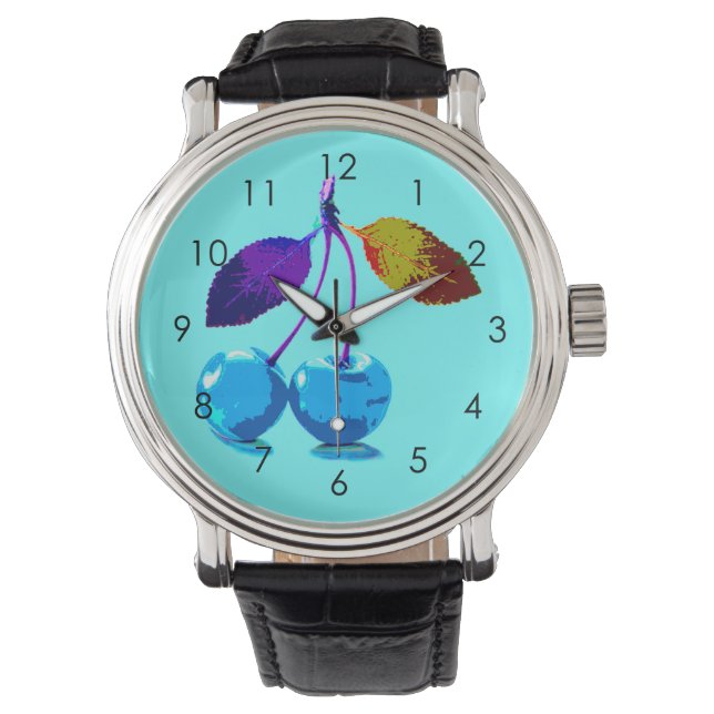 Montre Cerises bleues vives (devant)