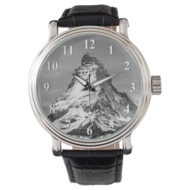 Montre Cervin noir et blanc avec des chiffres (devant)