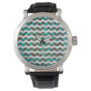 Montre Cevron Dalmatien Brown et Turquoise