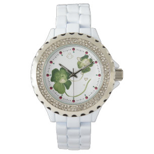 MONTRE CHALEUREUSES SHAMROCKS VERTES AVEC COEUR