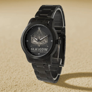 Montre Chambres vintage de ville Grand bracelet noir