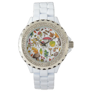 Montre Champignons d'automne, feuilles, noix et baies sur