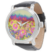 Montre Champs de tournesol rose (Incliné)