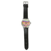Montre Champs de tournesol rose (Plat)