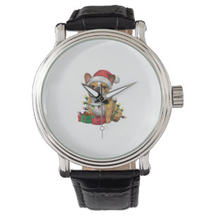 Montre Chapeau de Noël de Santa éclairage Xmas Bouledogue