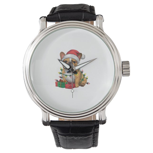 Montre Chapeau de Noël de Santa éclairage Xmas Bouledogue (devant)