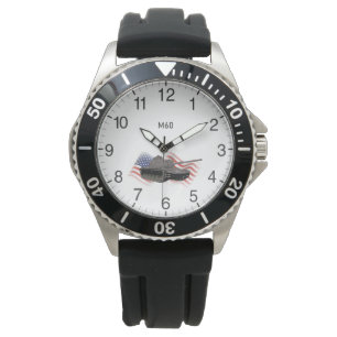 Montre Char de combat américain M60 avec drapeau améric