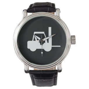 Montre chariot élévateur noir et blanc