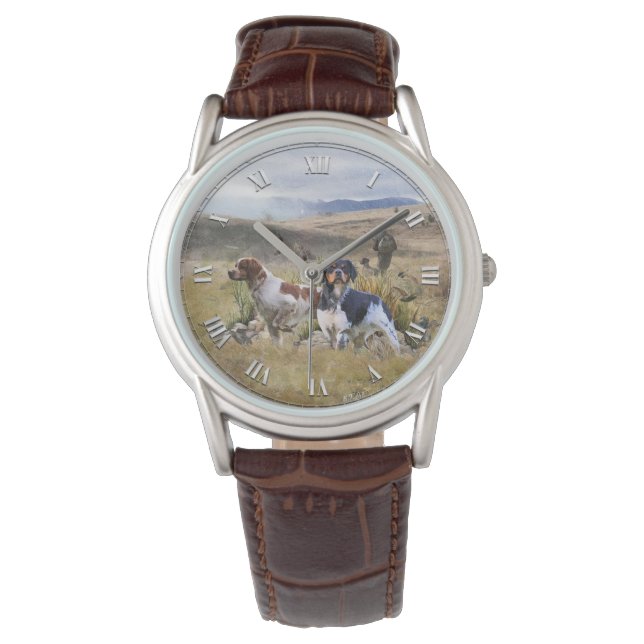 Montre Chasse à la caille avec un Espagnol breton, Art (devant)
