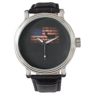 Montre Chasse aux cerfs Drapeau américain USA Fier chasse