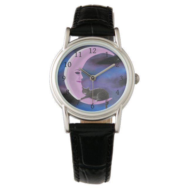Montre chat 661 Lune rose (devant)