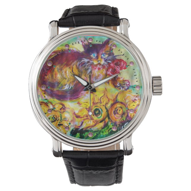 MONTRE CHAT AVEC RIBBON ROUGE ET SOUFFRES (devant)