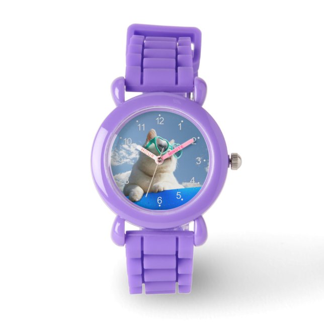Montre Chat blanc en vacances (Recto)