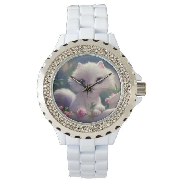 MONTRE CHAT BLANC KITTEN LADIES WRIST WATT (devant)