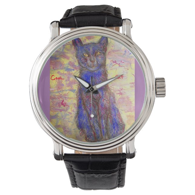 Montre Chat bleu (devant)