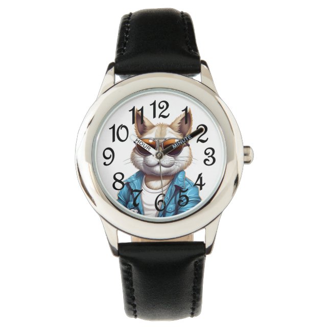 Montre Chat Cool pour enfants (devant)