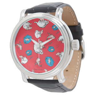 Montre Chat dans le Chapeau Le Poisson Motif Rouge