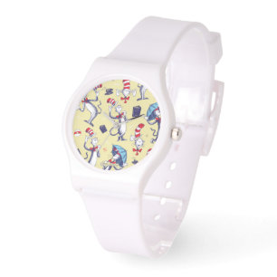 Montre Chat dans le Chapeau Motif Jaune