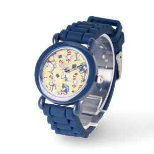 Montre Chat dans le Chapeau Motif Jaune
