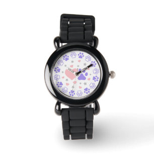 Montre Chat de chien rose et pourpre Amateurs de familier