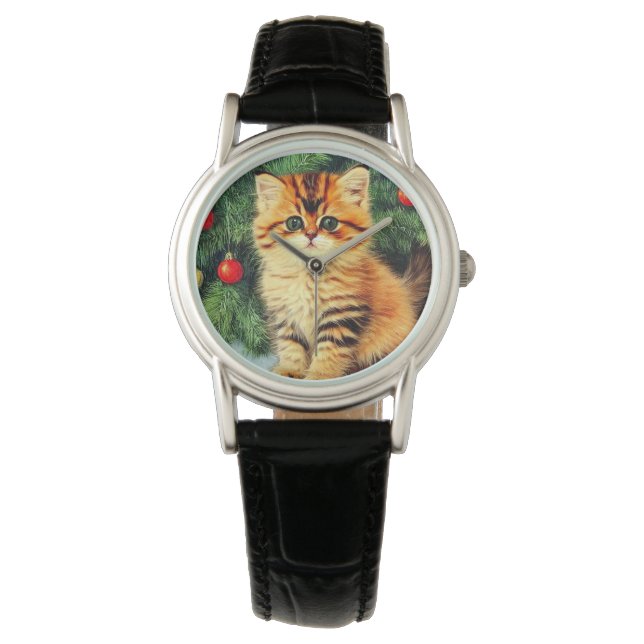 Montre Chat de Noël Vintage (devant)