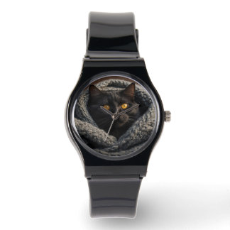 Montre Chat et couverture noires douces