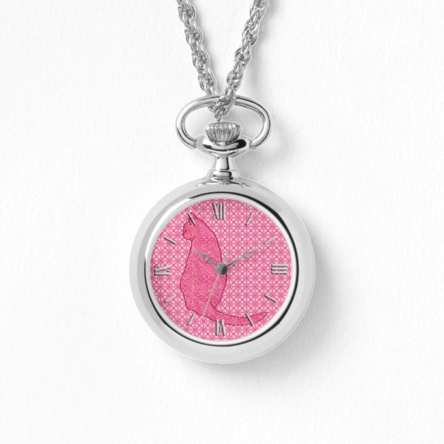 Montre Chat japonais - Fuchsia Pink Batik (Recto)