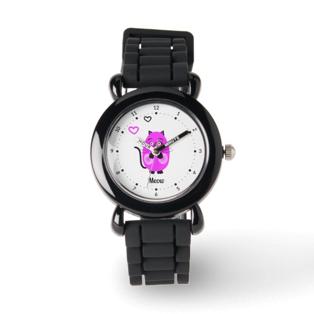 Montre Chat lilas mou (Recto)