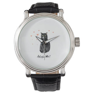 Montre Chat mignon et noir adoptez-moi