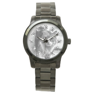 Montre Chat mignonne avec chat Tracks Arrière - plan Femm