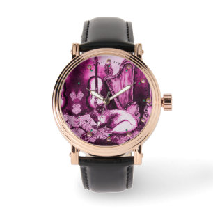 Montre CHAT MUSIQUE AVEC OWL, Rose violet