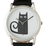 Montre Chat noir<br><div class="desc">Un chat noir amusant pour la chance. Art original de Nic Squirrell.</div>