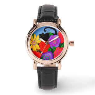 Montre Chat noir dans l'art abstrait de jardin