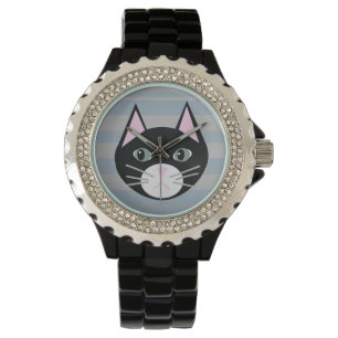 Montre Chat noir, rayures