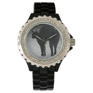 Montre Chat noir Rhinestone femmes Black Wrist Watch